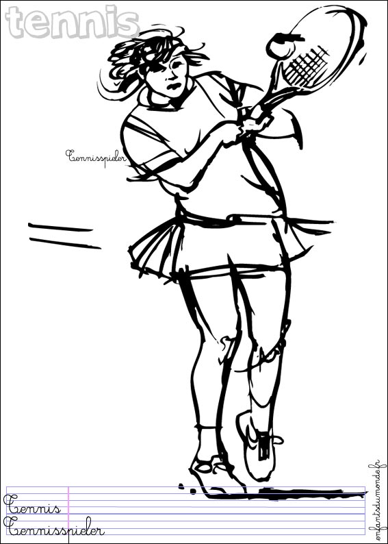 coloriage tennis 2 .. Coloriages Sports de balle en allemand